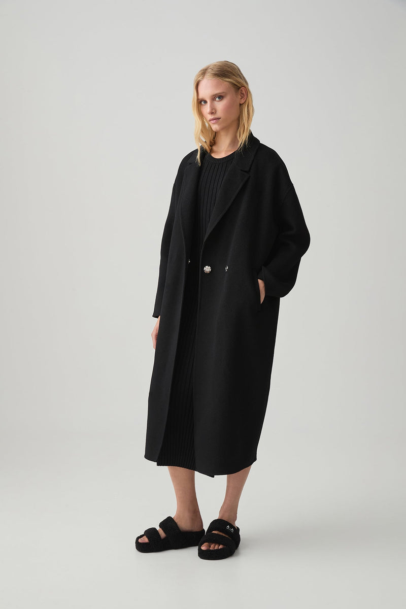 Wool Blend Long Line Coat 773 | Black | AJE ATHLETICA – AJE ATHLETICA NZ