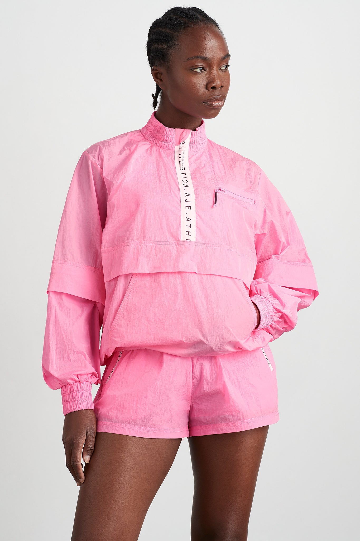 Pink half zip outlet windbreaker